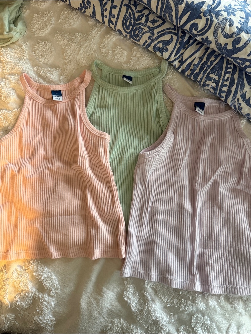 Old Navy 5T Ribbed Tank Tops - Pastel Peach, Mint, Lavender - LOT!